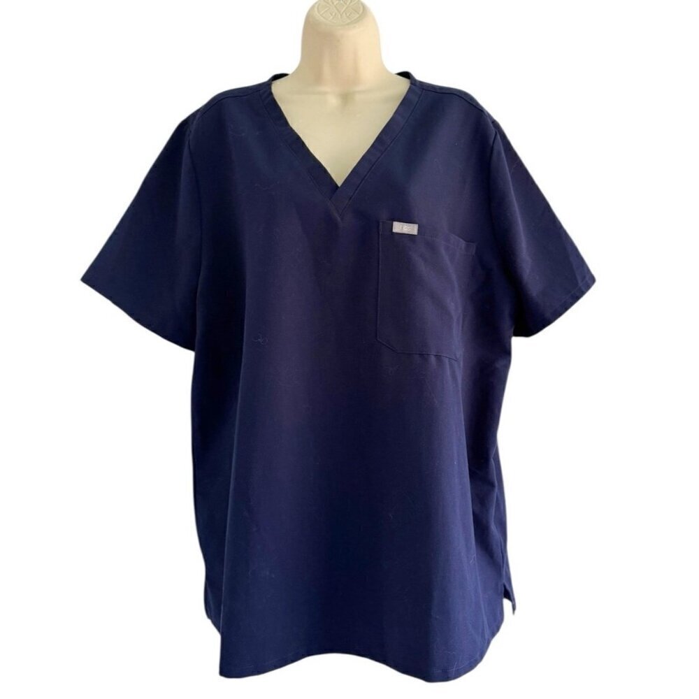 FIGS Woman's Sz XXL Catarina Navy Blue Scrub Top Pocket